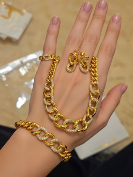 طقم جنزير مرصع بالزيركون